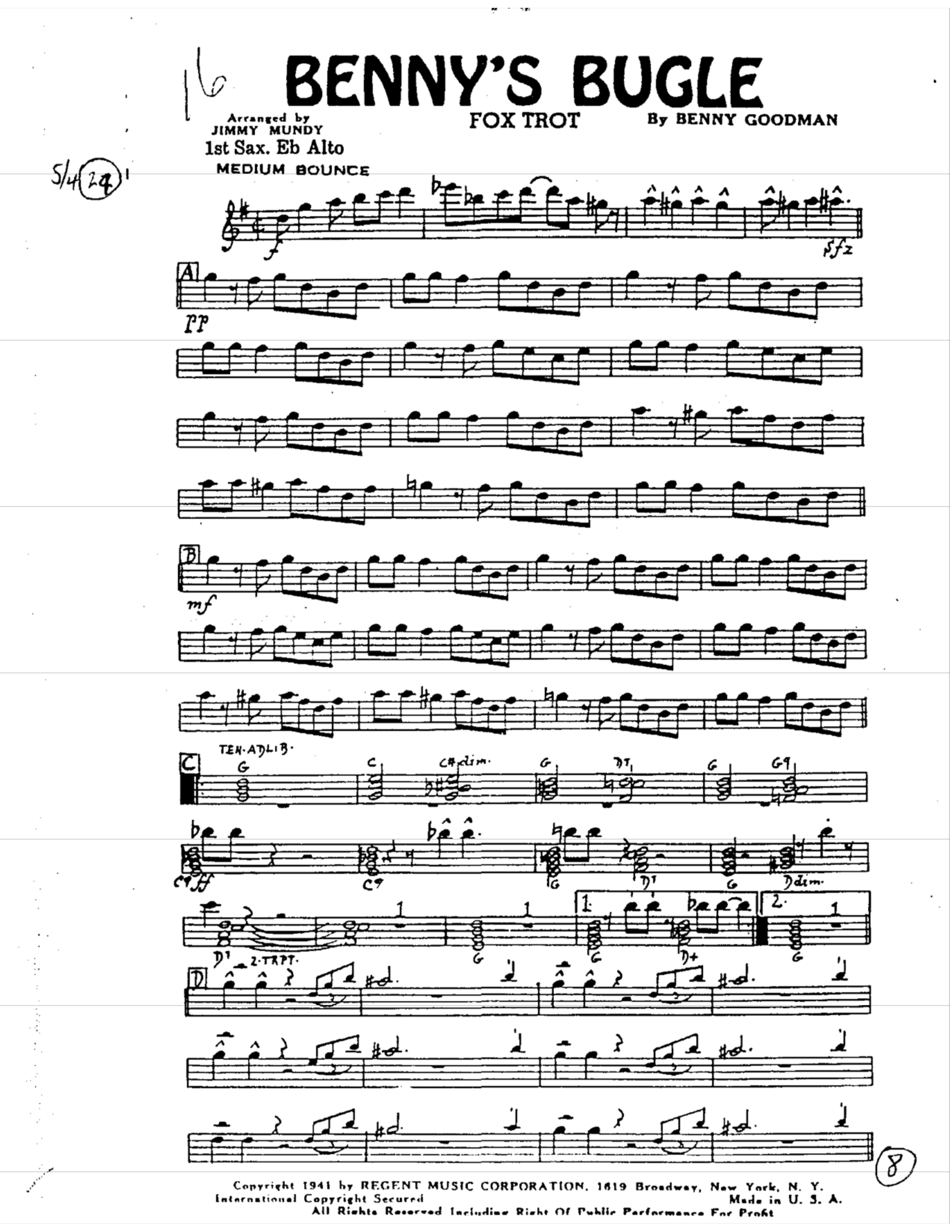 Benny's Bugle (J.Mundy) B.Goodman-Foxtrot
