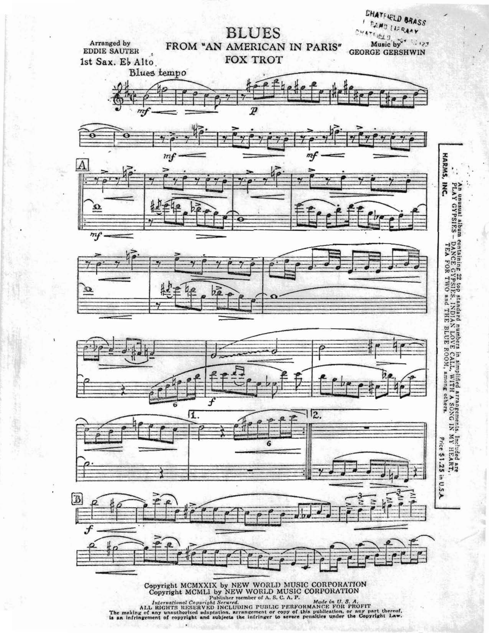 Blues From An American In Paris (E.Sauter) Foxtrot - 1