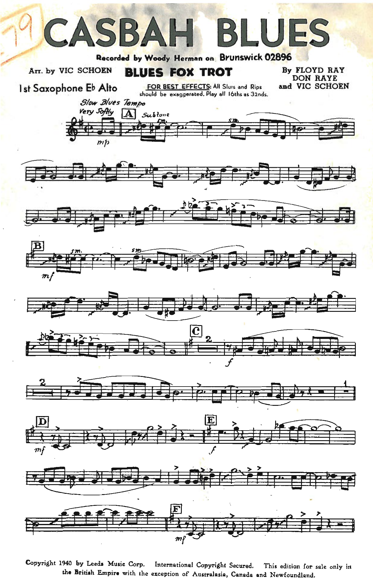 Casbah Blues (V.Schoen) Foxtrot