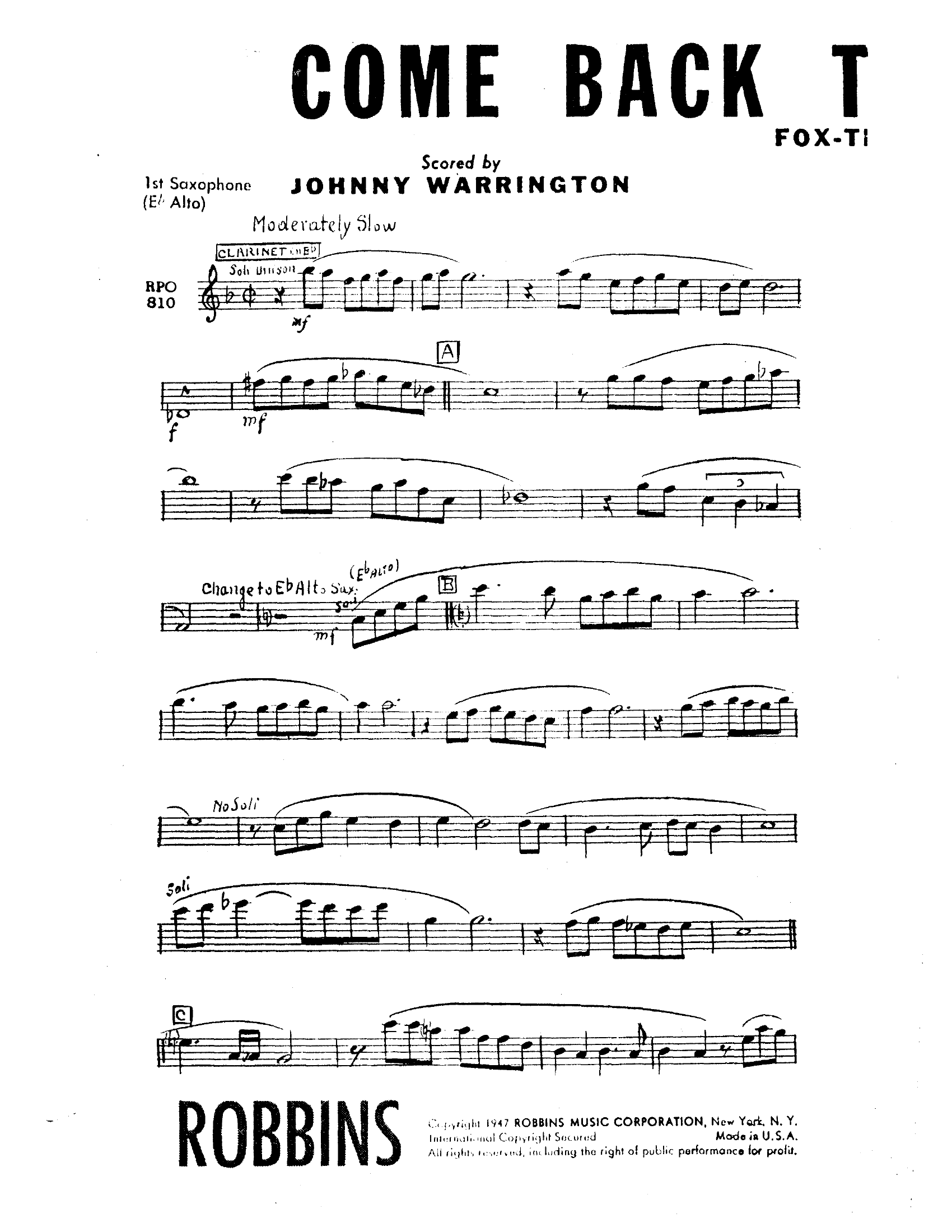 Come Back To Sorrento (J.Warrington)