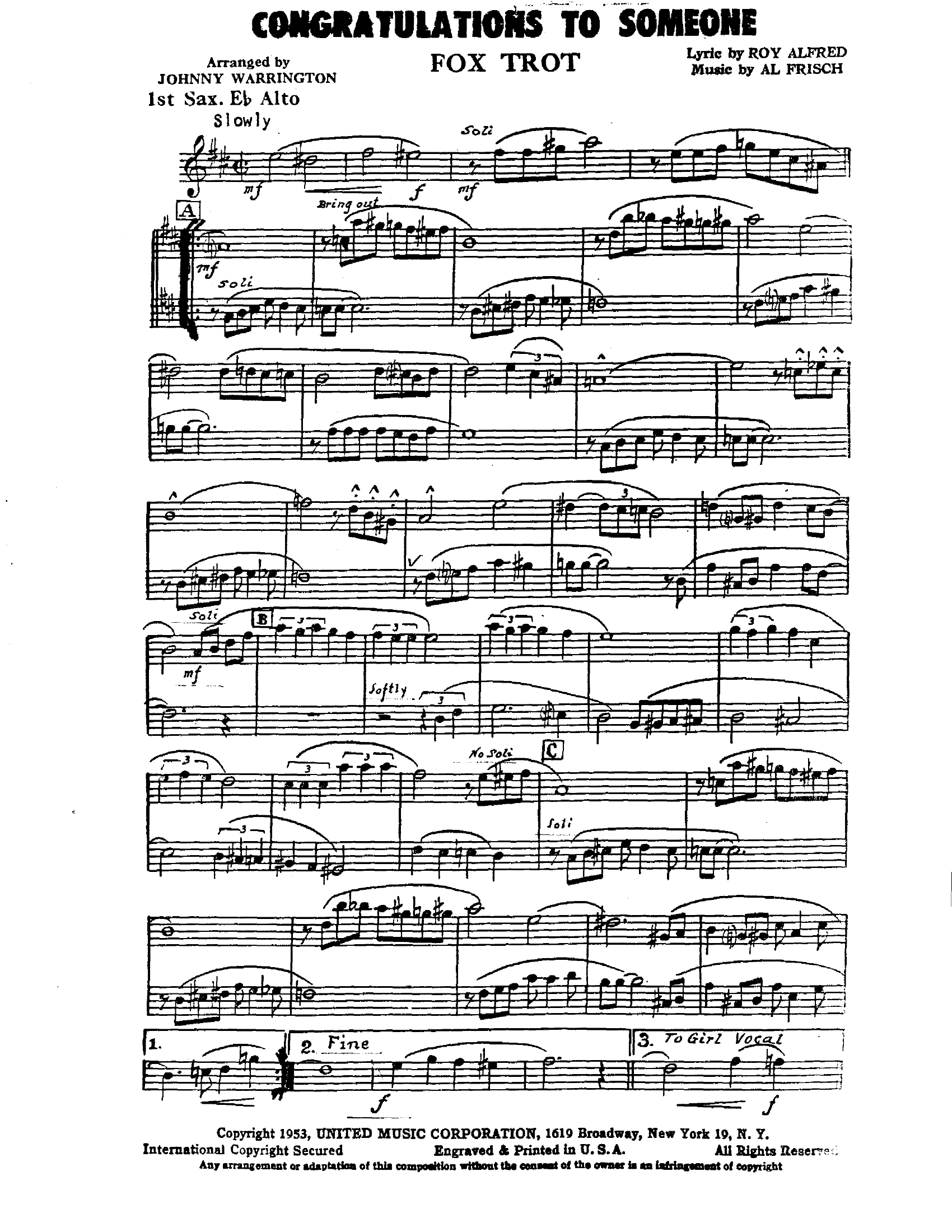 Congratulations To Someone (J.Warrington)