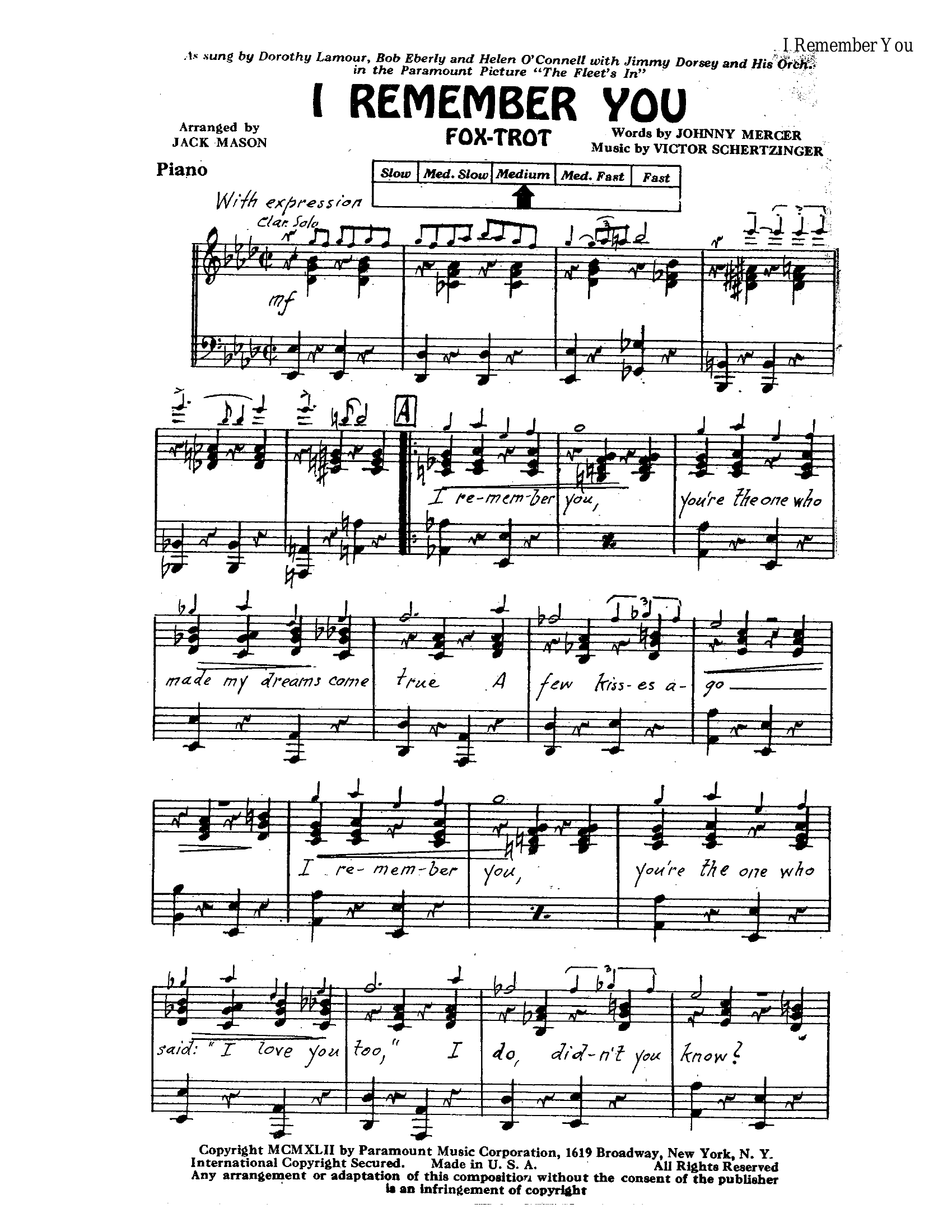 I Remember You (J.Mason) Foxtrot