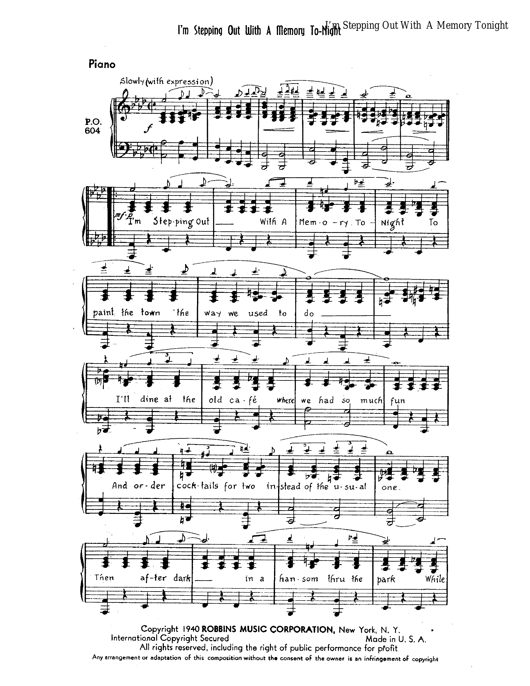 I'm Stepping Out With A Memory Tonight (F.Skinner) Foxtrot Voc