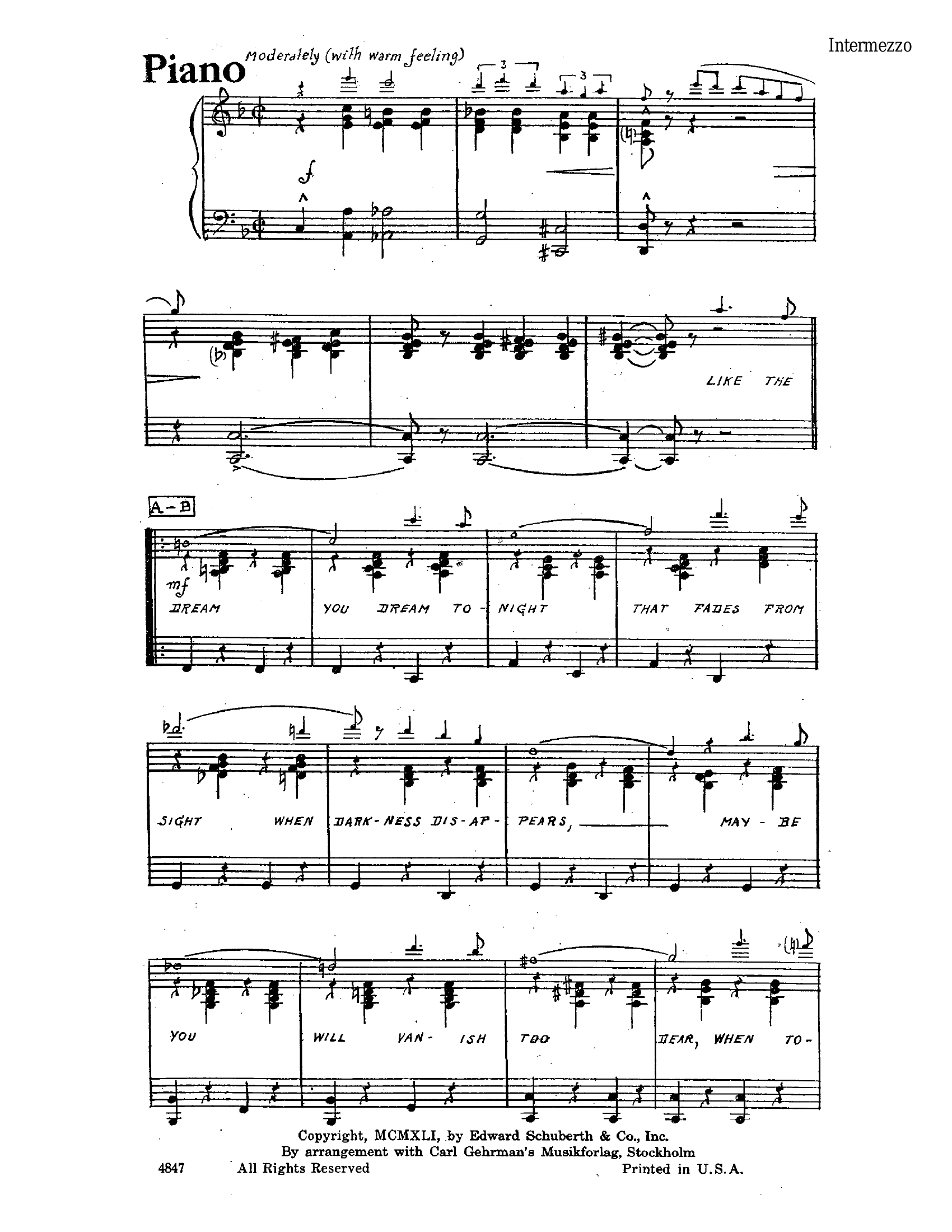 Intermezzo (A Love Story) K.Burgess) Foxtrot