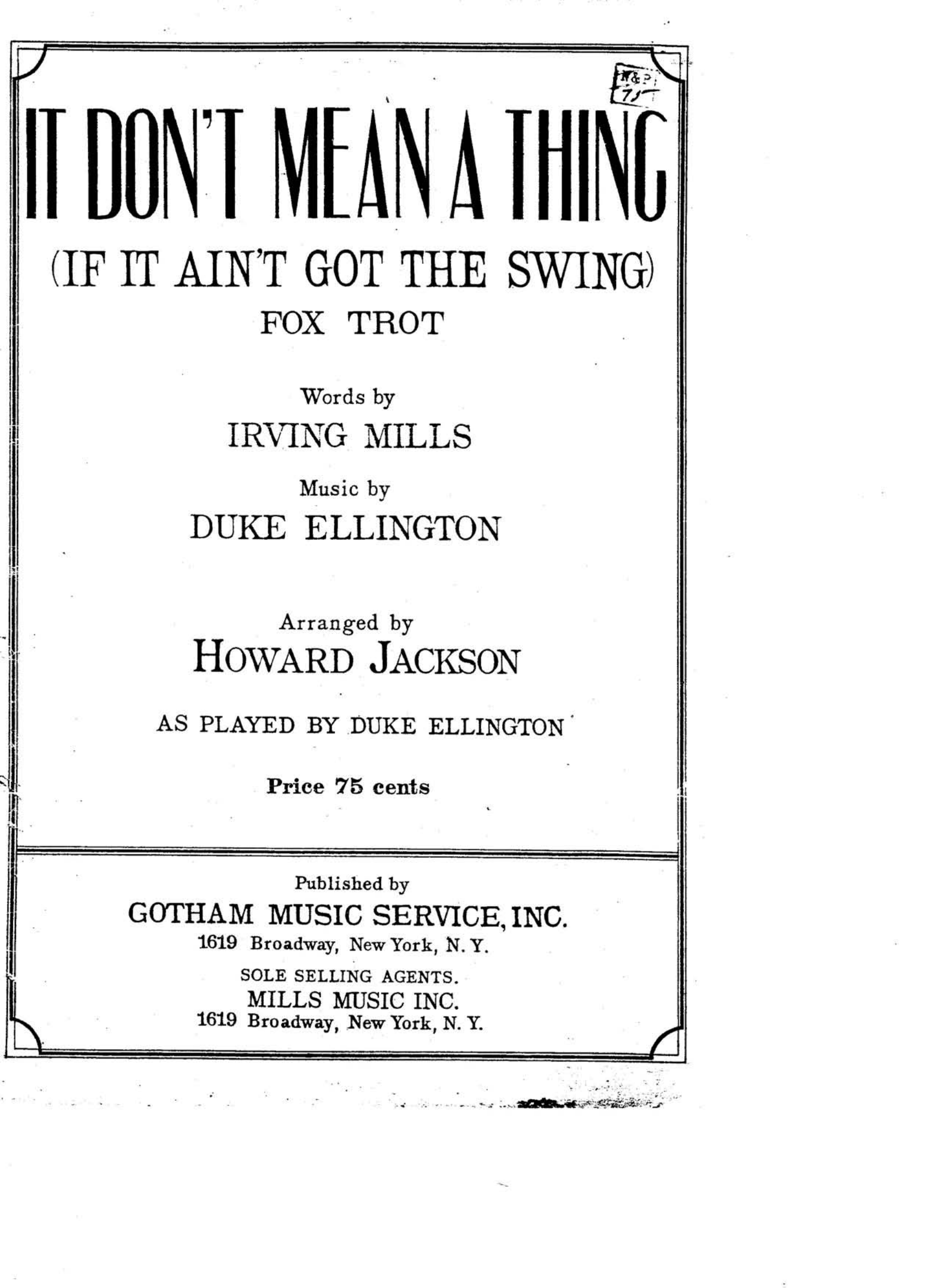It Don't Mean  A Thing (H.Jackson) D.Ellington