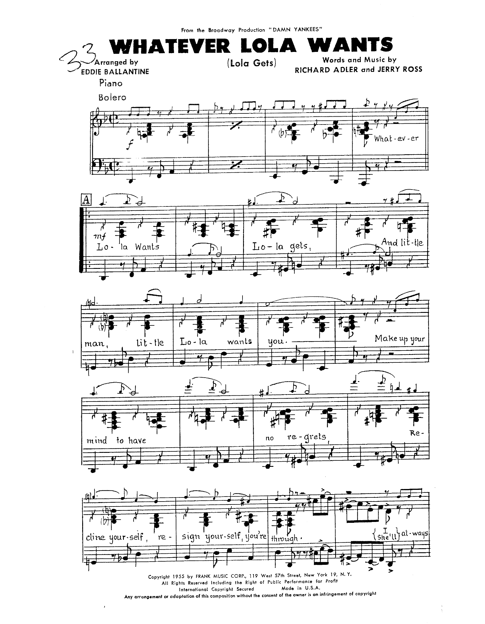 Whatever Lola Wants (E.Ballantine) Bolero