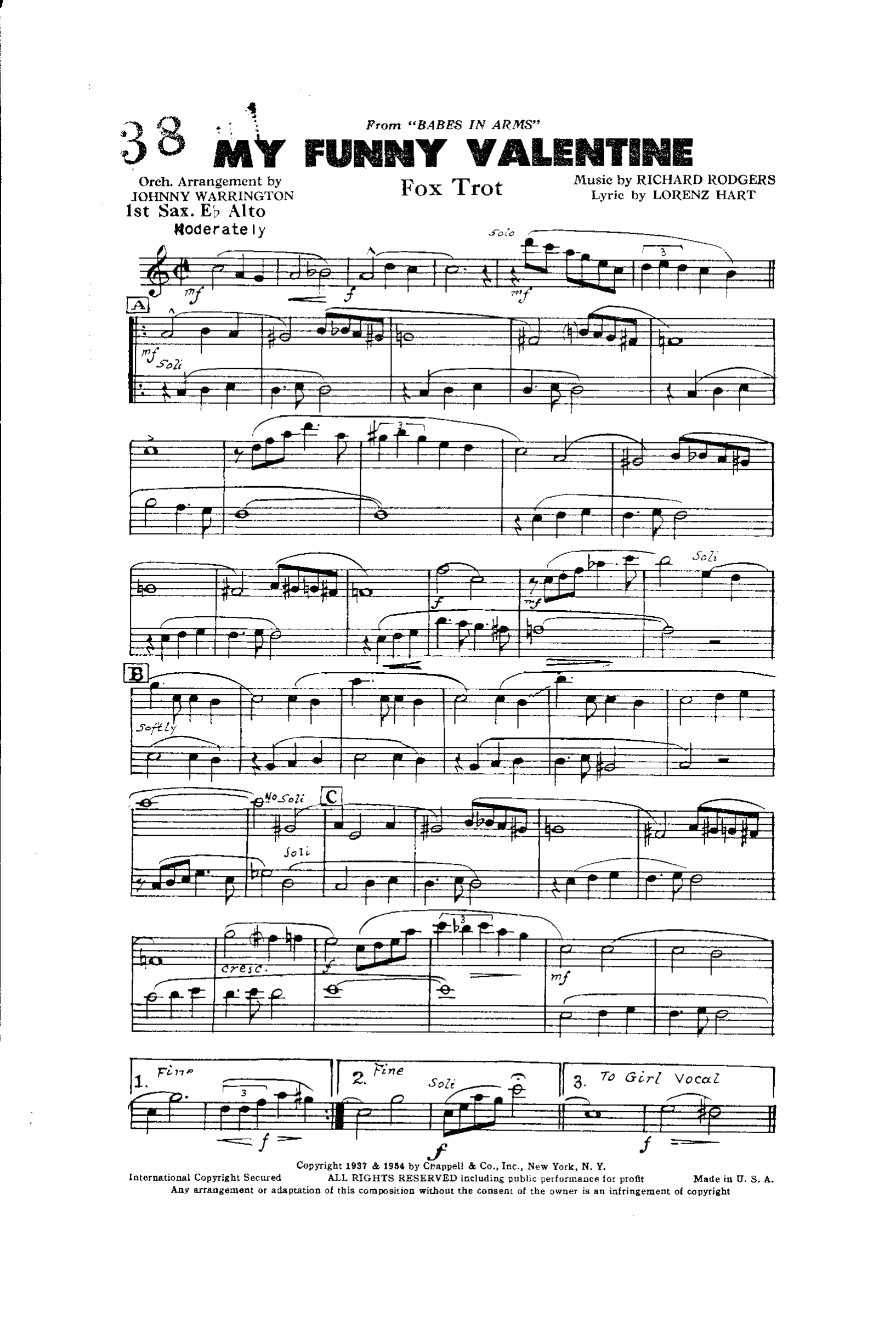 My Funny Valentine (J.Warrington) Foxtrot