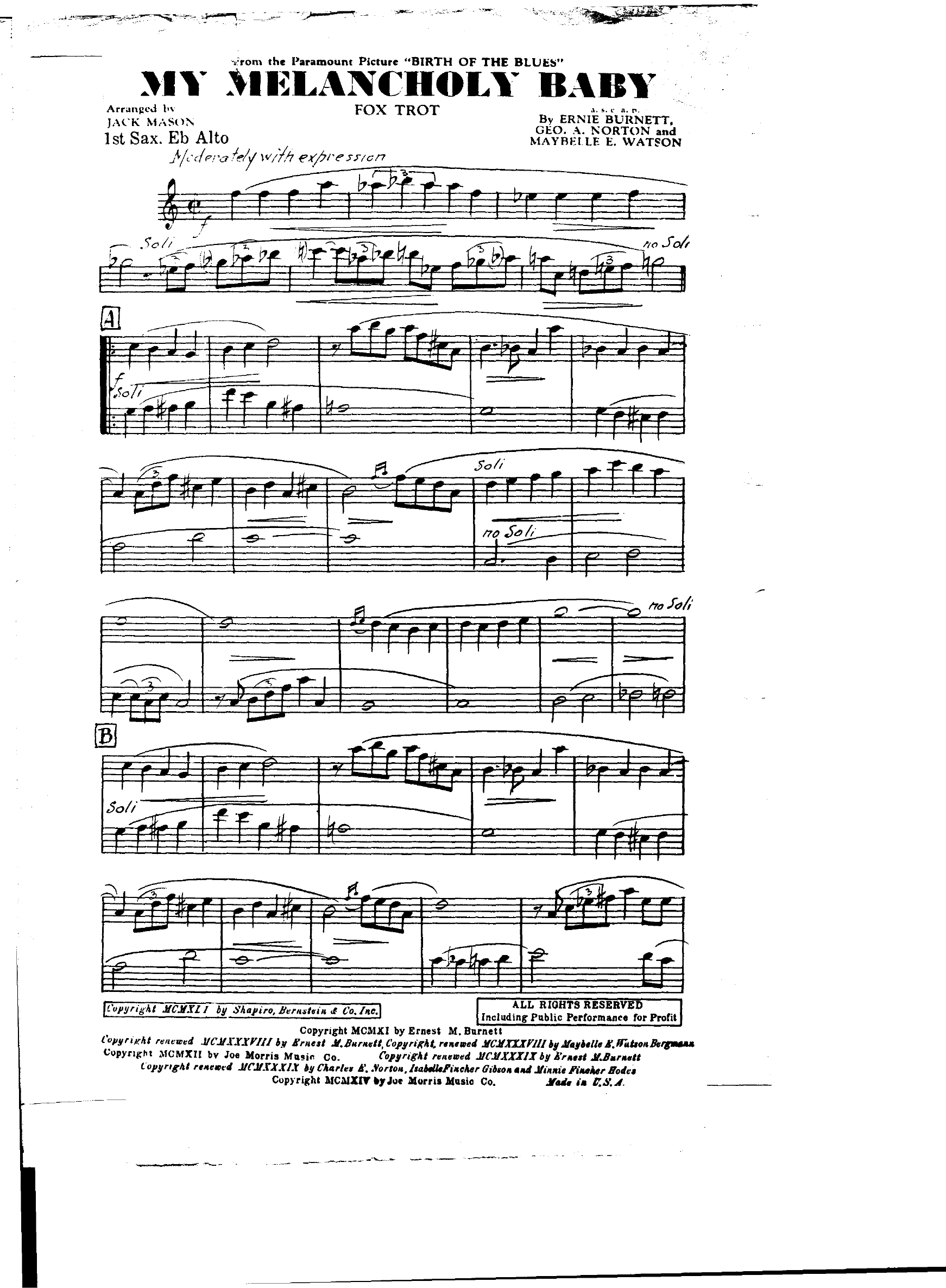 My Melancholy Baby (J.Mason)