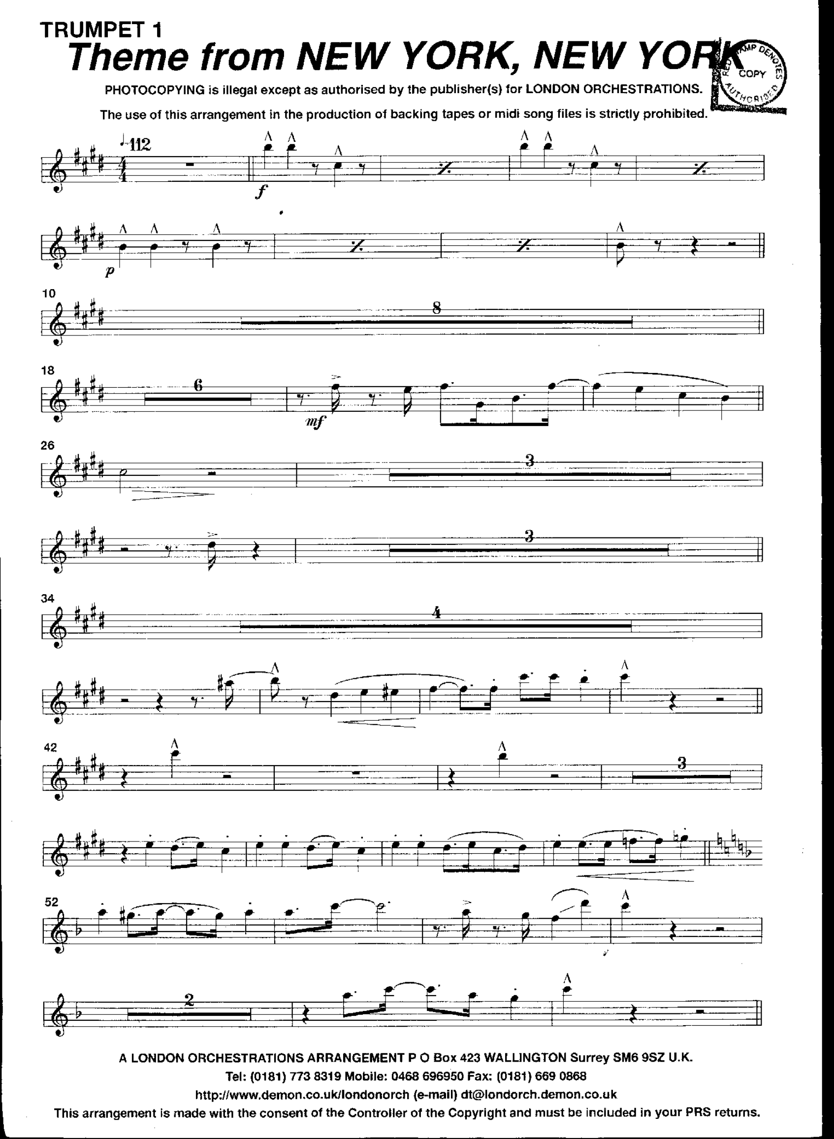 New York, New York (London Orchestrations) - Fox-Trot