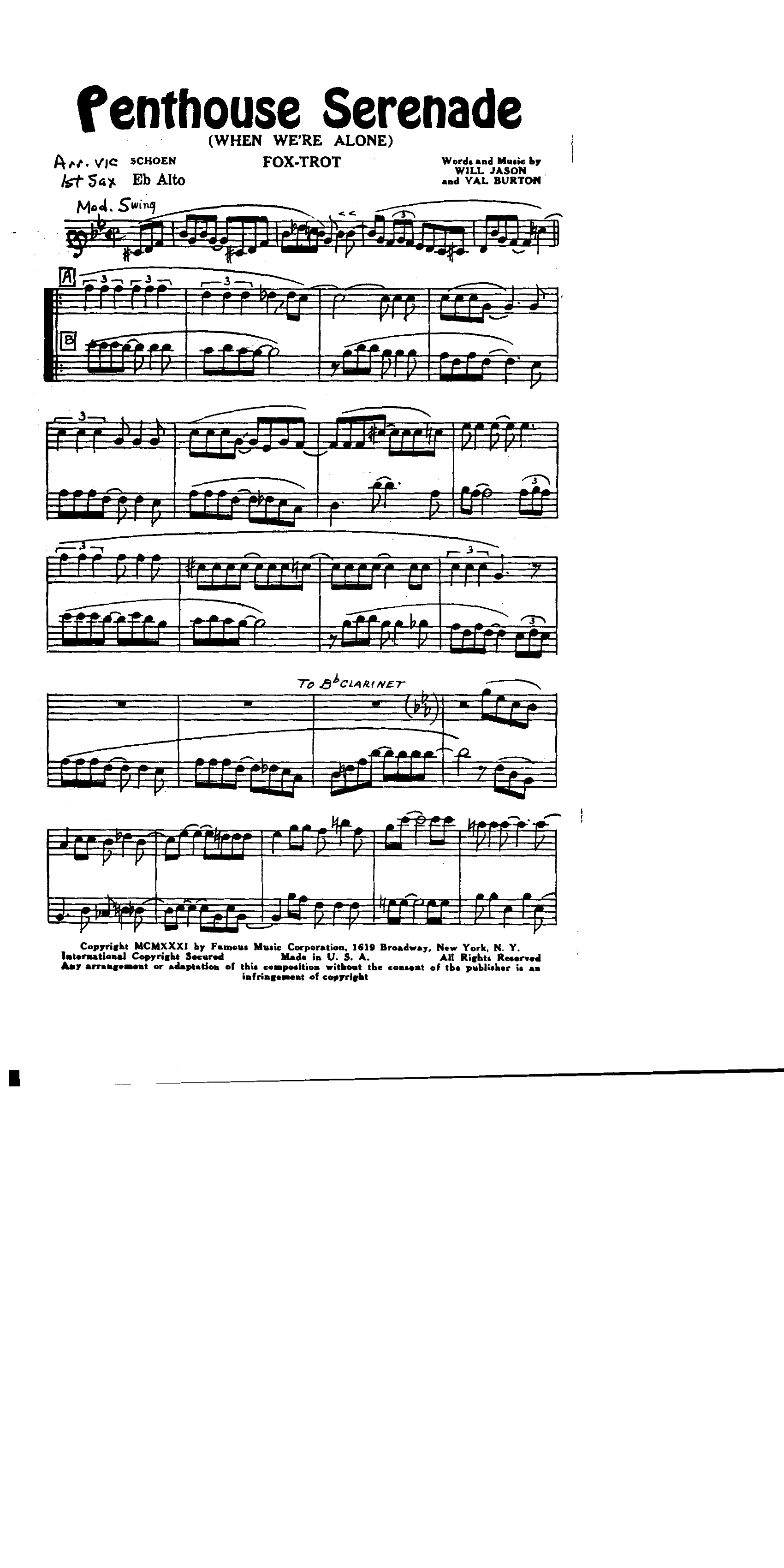 Penthouse Serenade (V.Schoen)