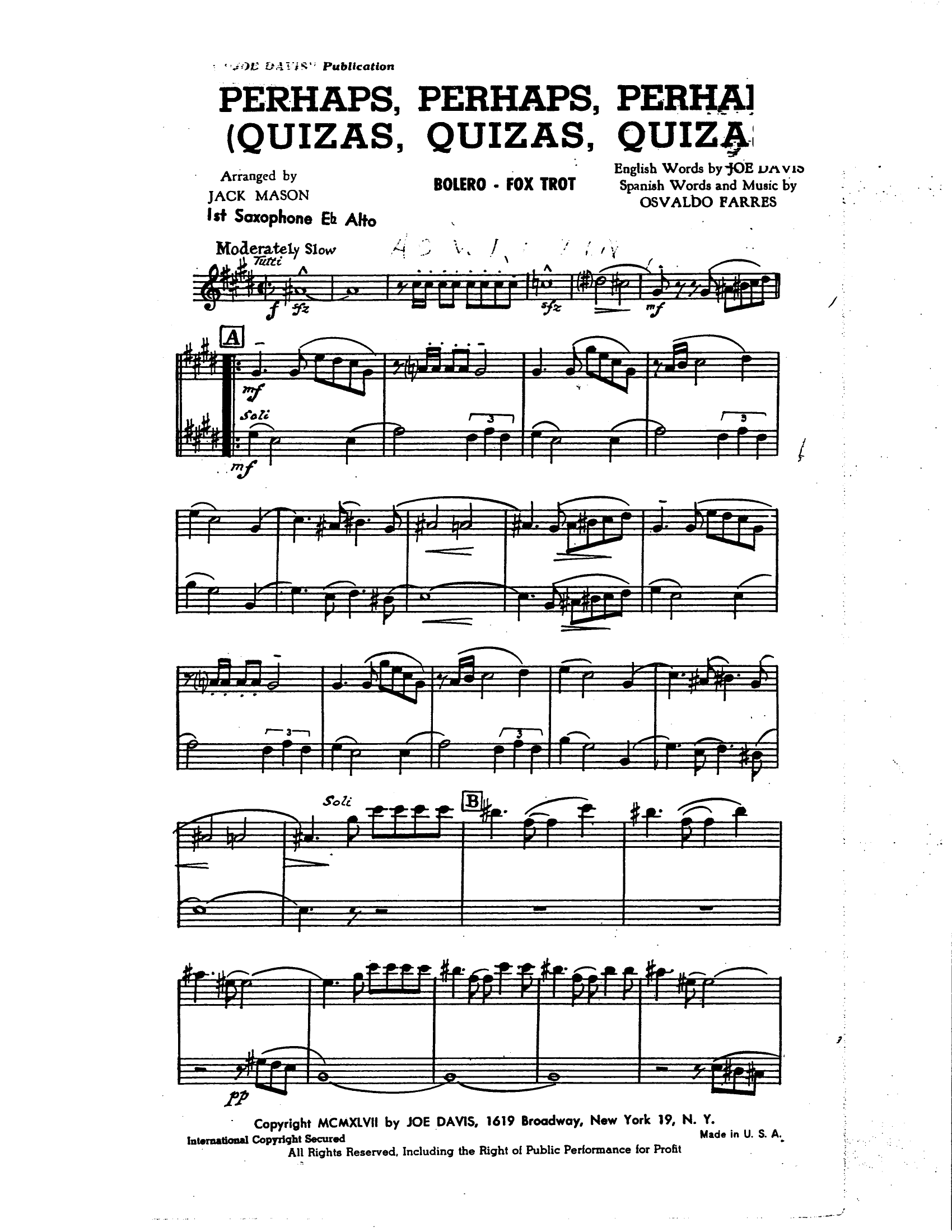 Perhaps, Perhaps, Perhaps (J.Mason) Bolero