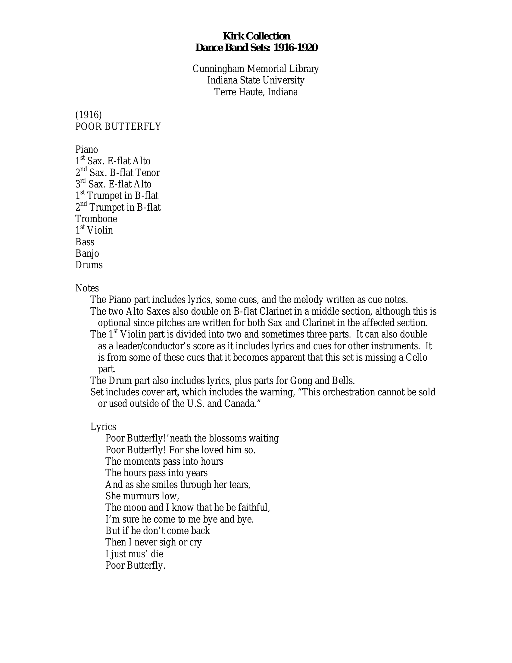 Poor Butterfly (W.Paul) - Foxtrot