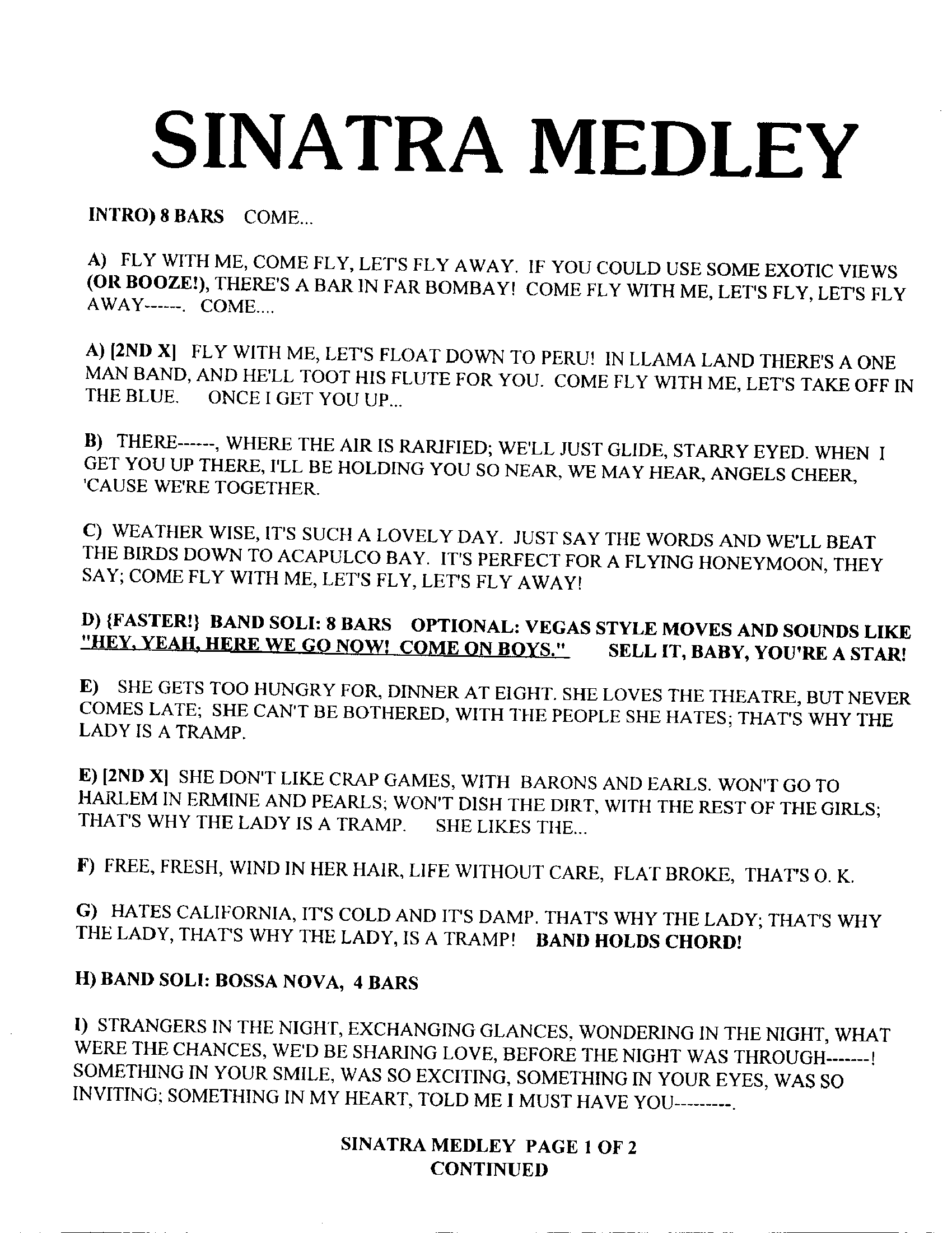 Sinatra Medley (Unknown)