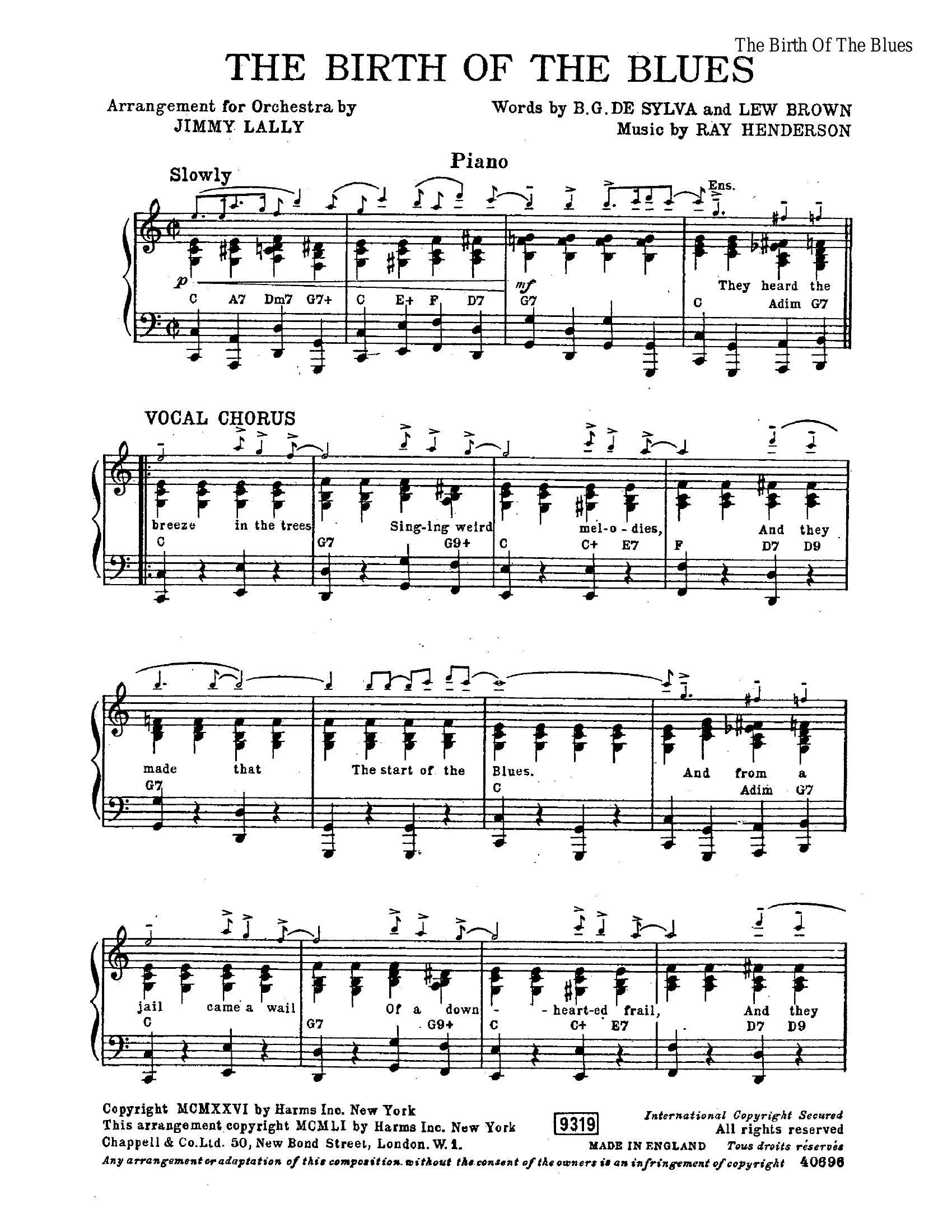 The Birth Of The Blues (J.Lally)