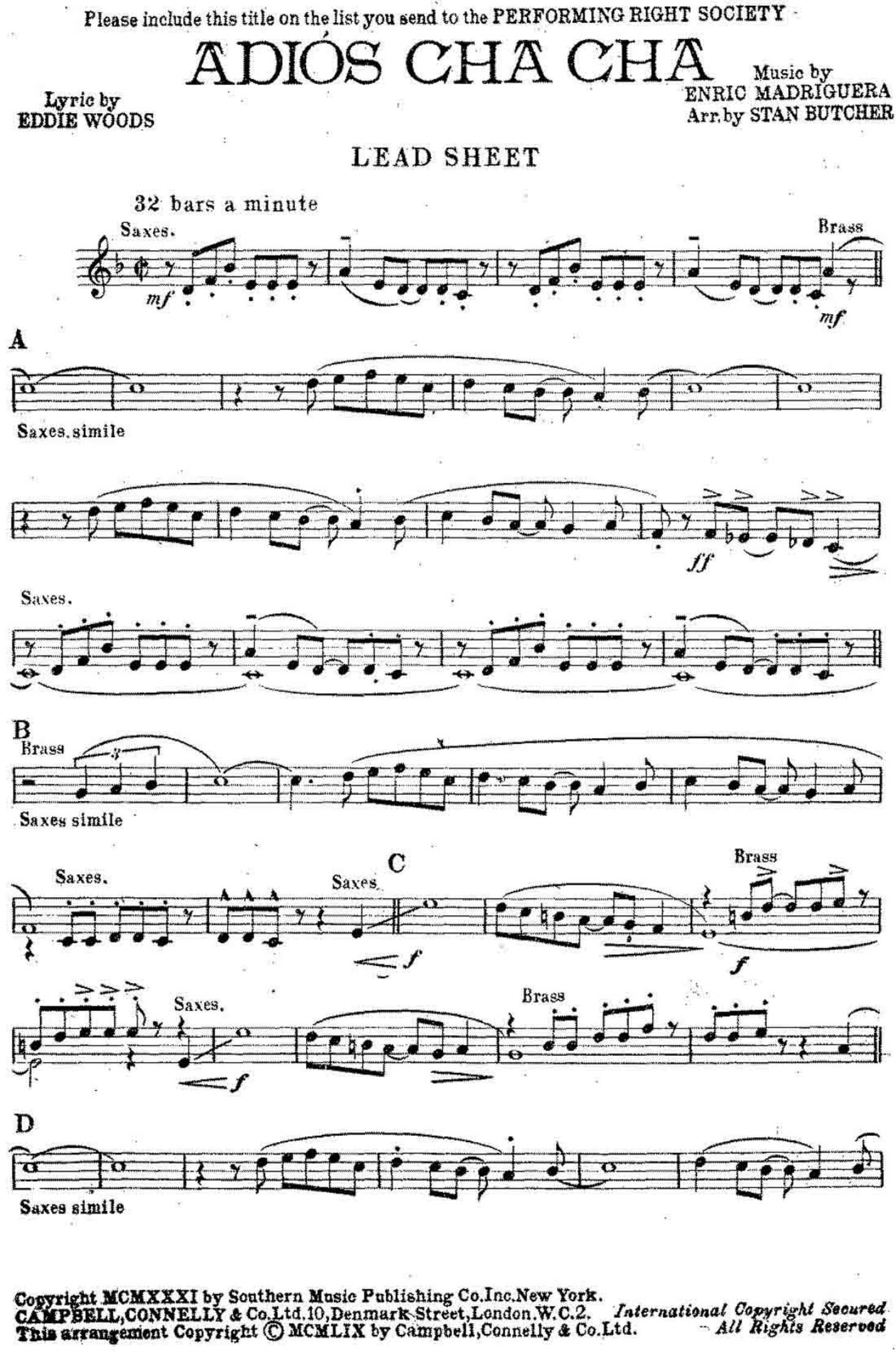 Adios Cha Cha (S.Butcher)