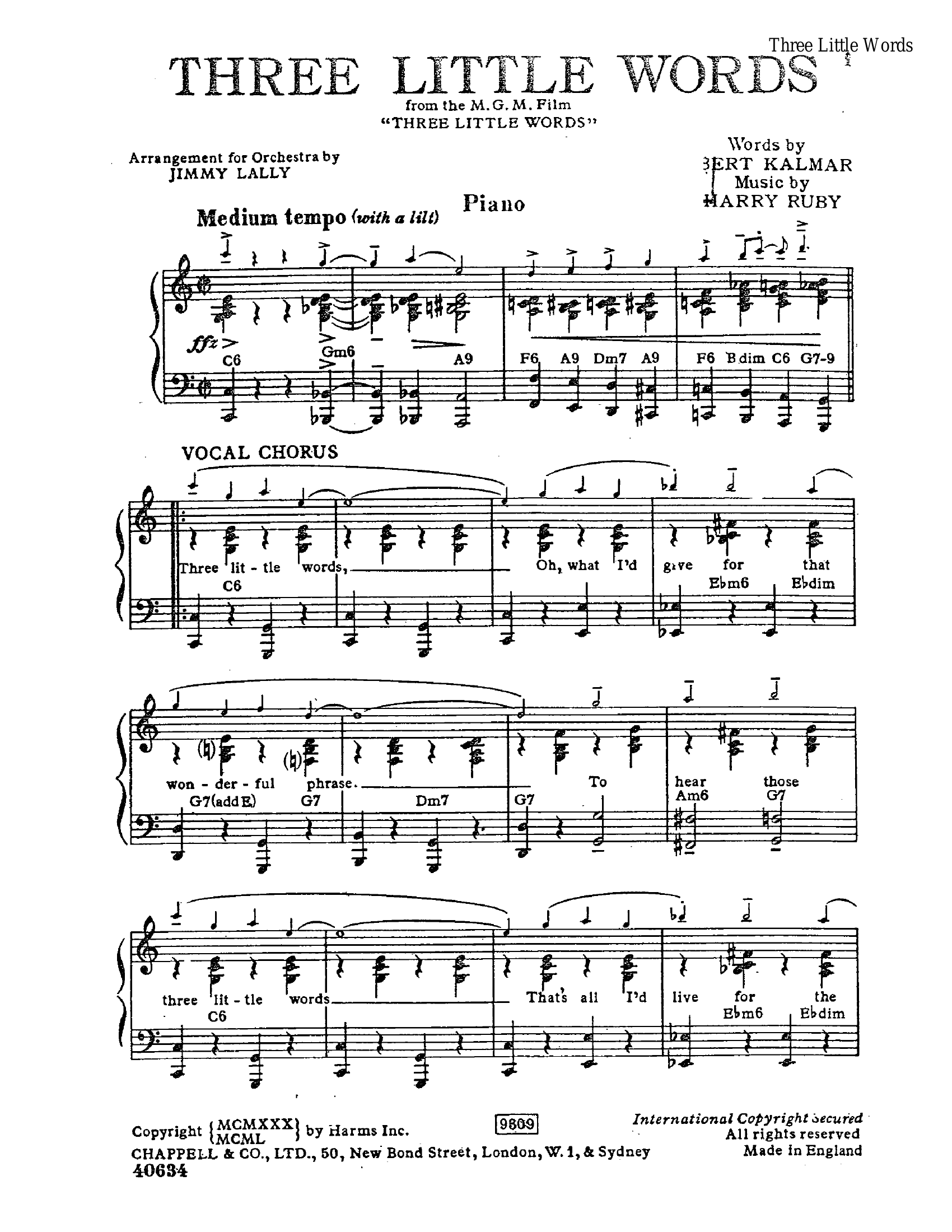 Three Little Words (J.Lally) Vocal