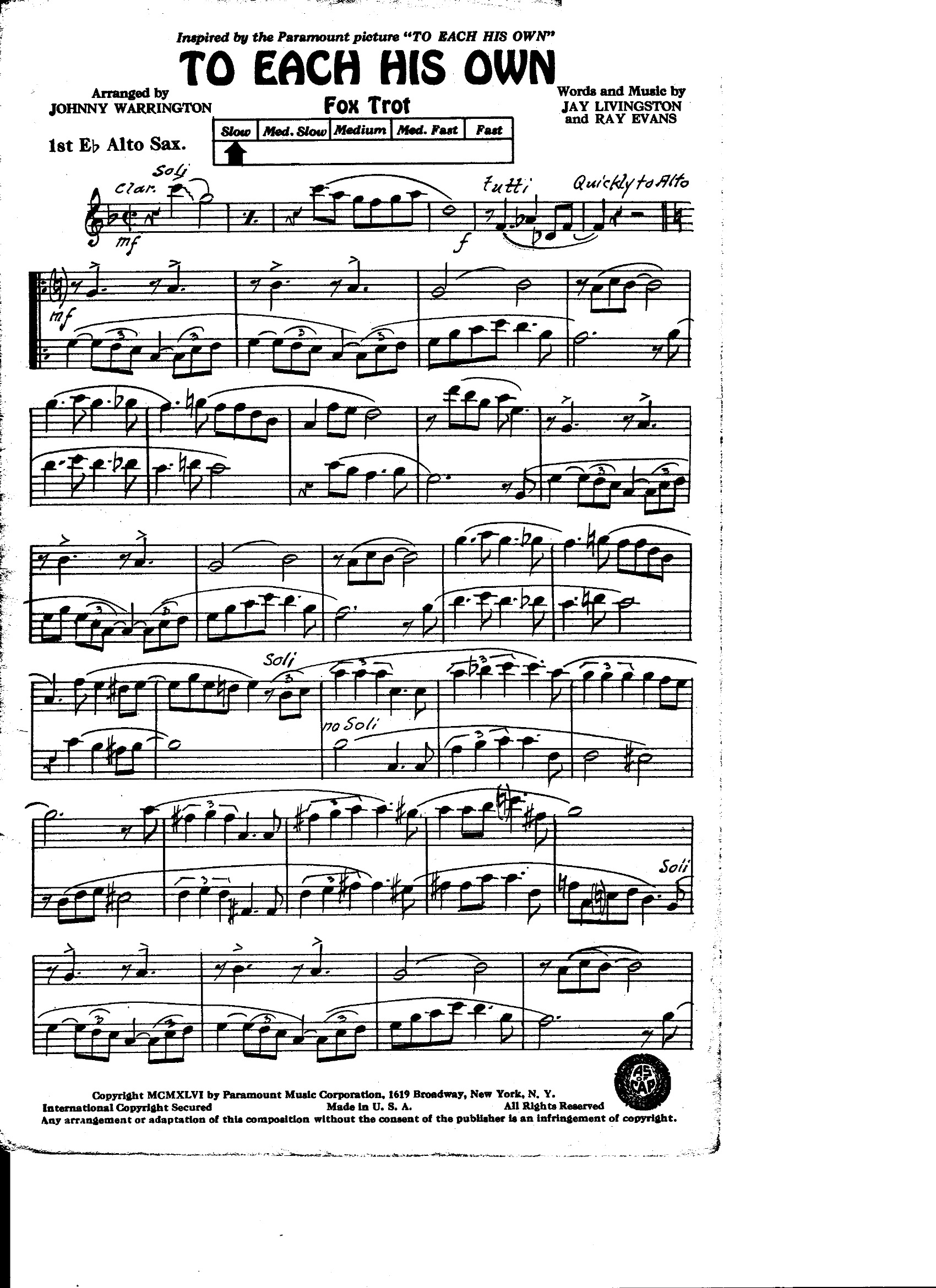 To Each His Own (J.Warrington)