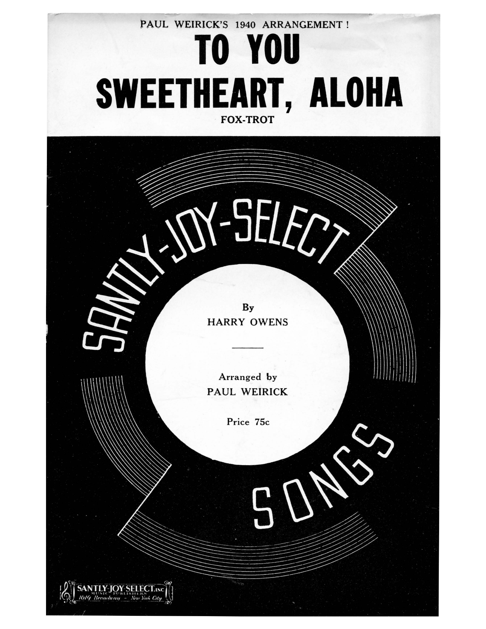 To You Sweetheart, Aloha (P.Weirick) - Violins - Foxtrot