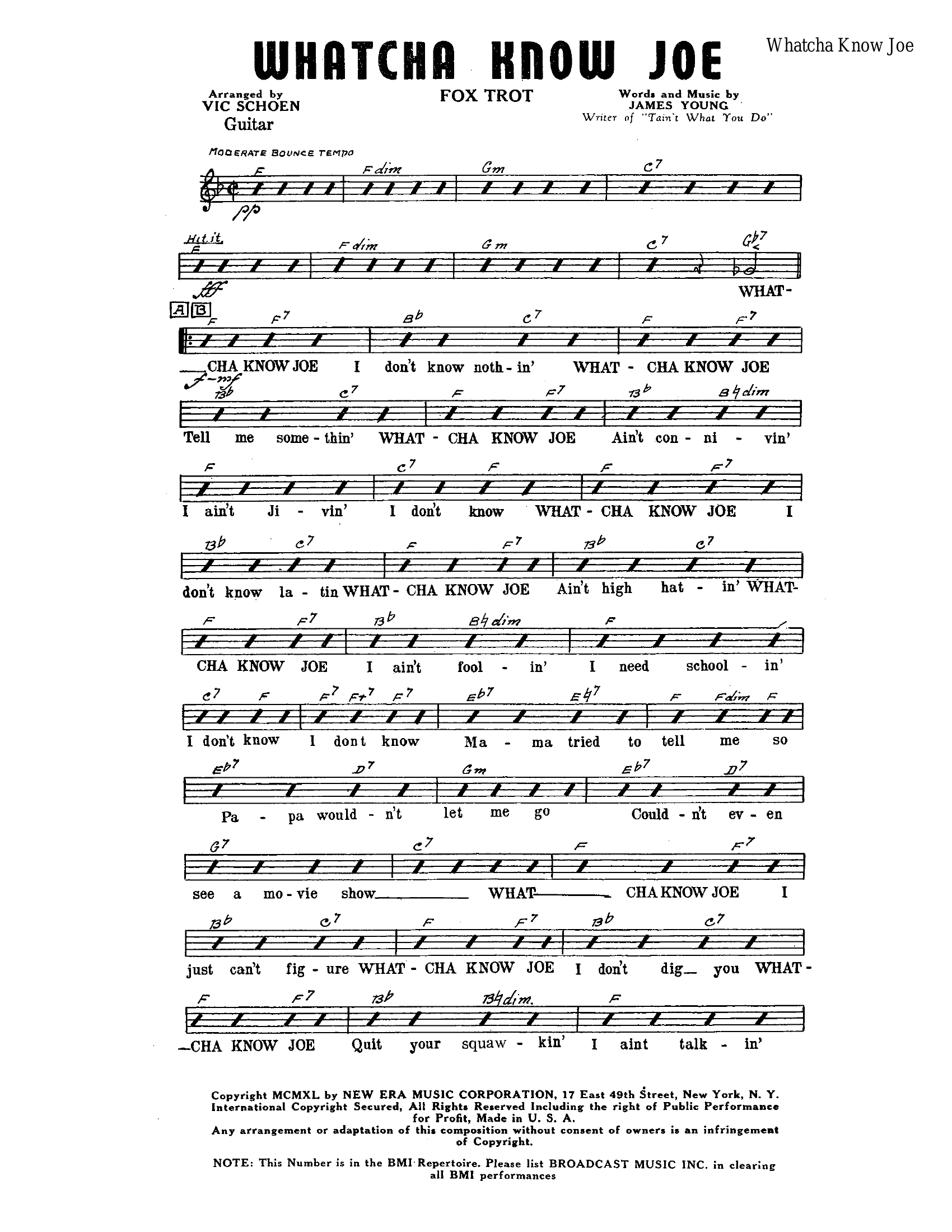 Whatcha Know Joe (V.Schoen)