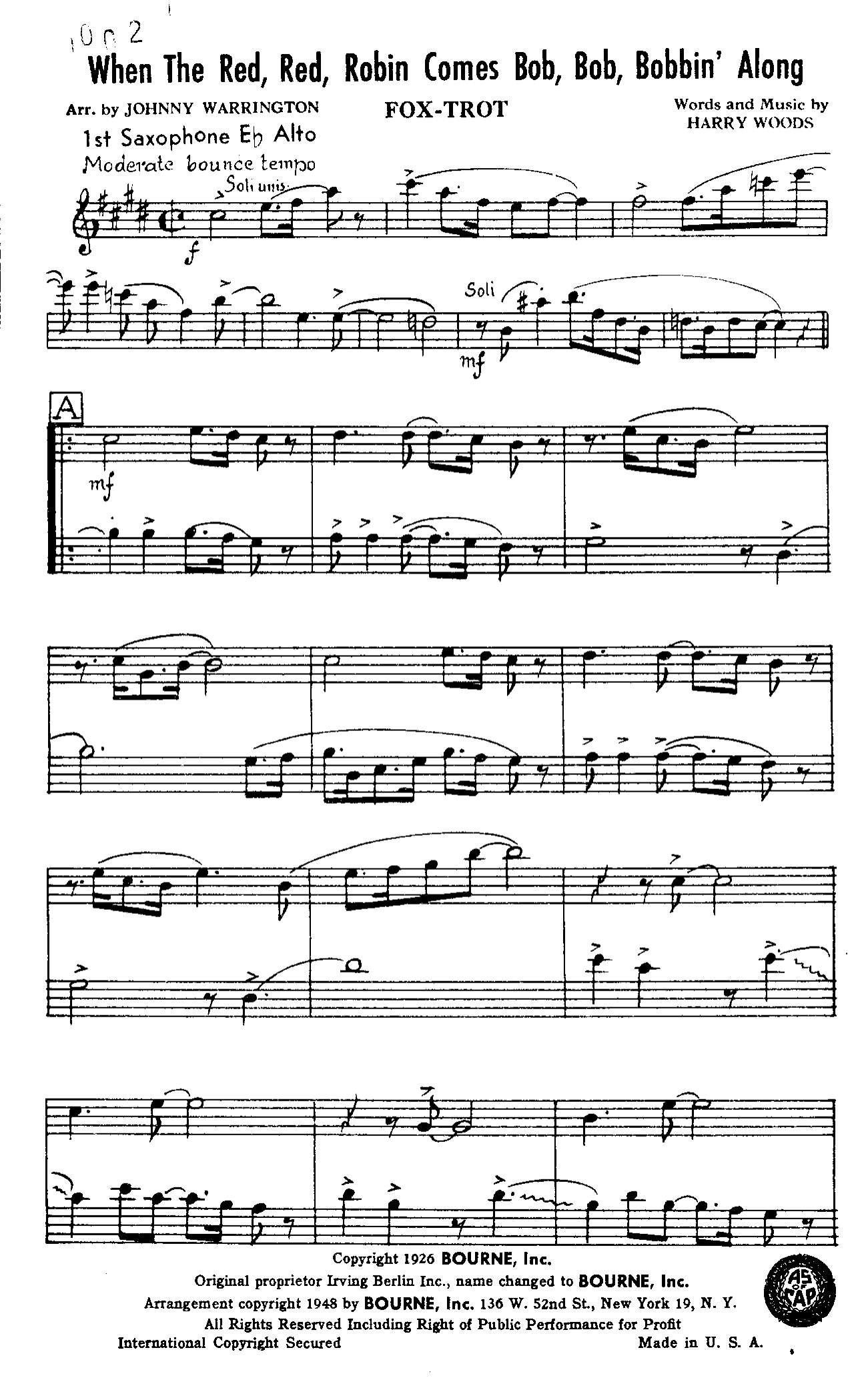 When The Red Red Robbin Bobbin (J.Warrington)