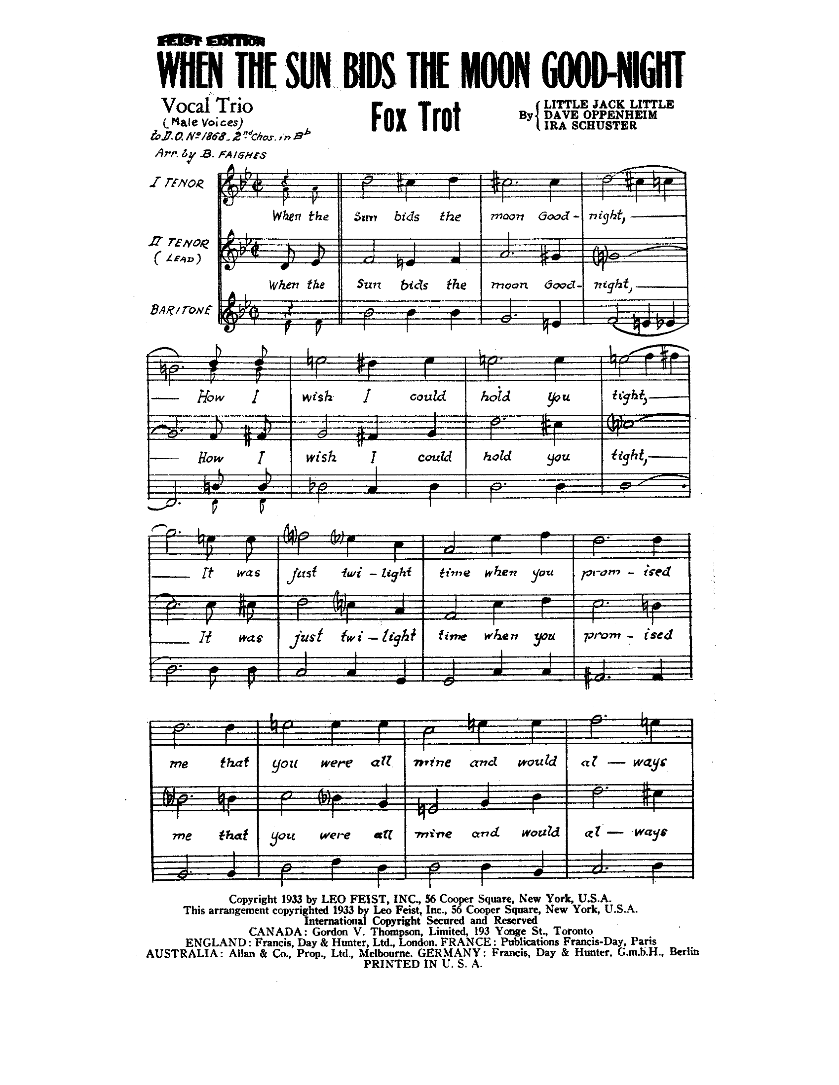 When The Sun Bids The Moon Good-Night (J.Mason) - Violins - Foxtrot