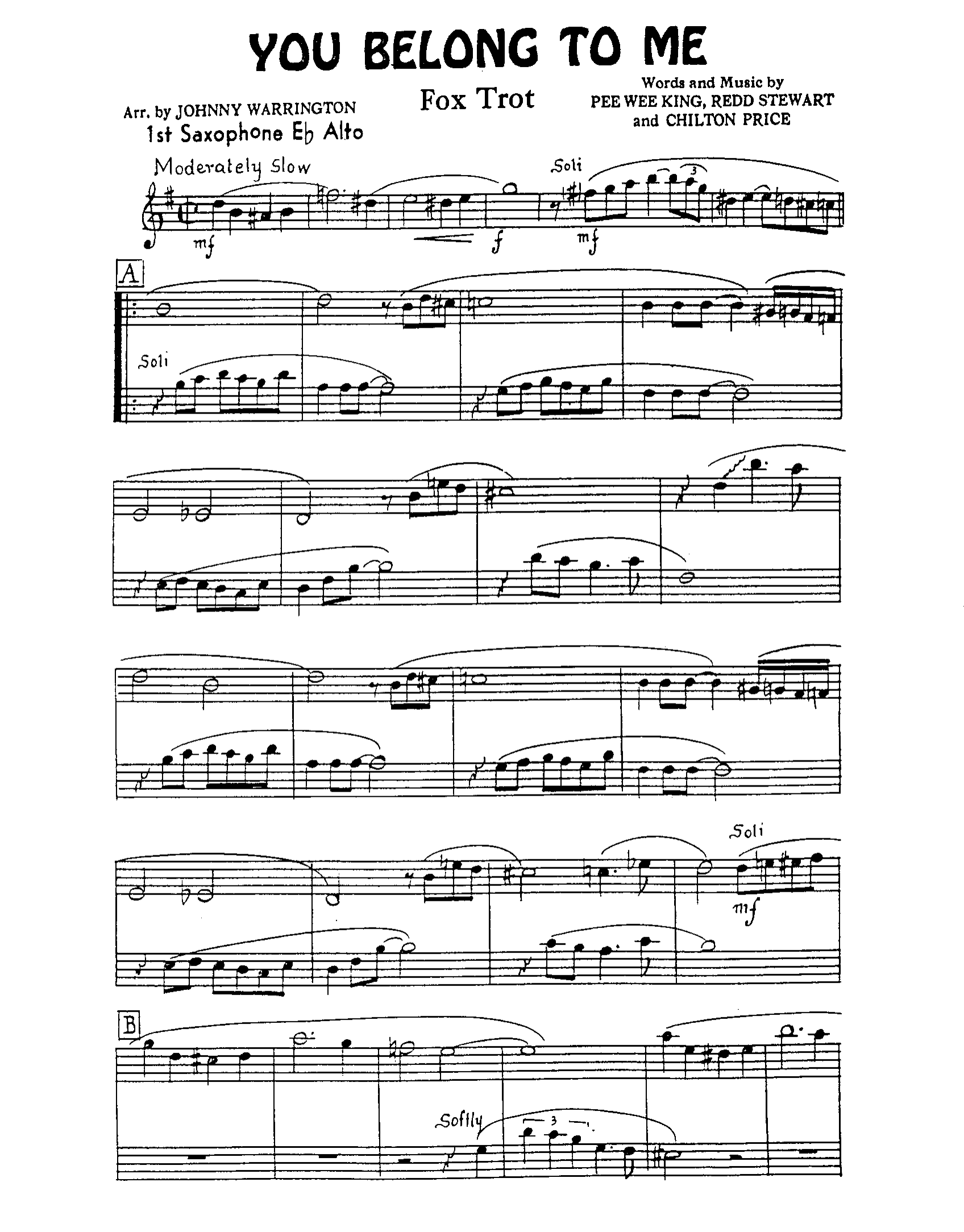 You Belong To Me (J.Warrington)