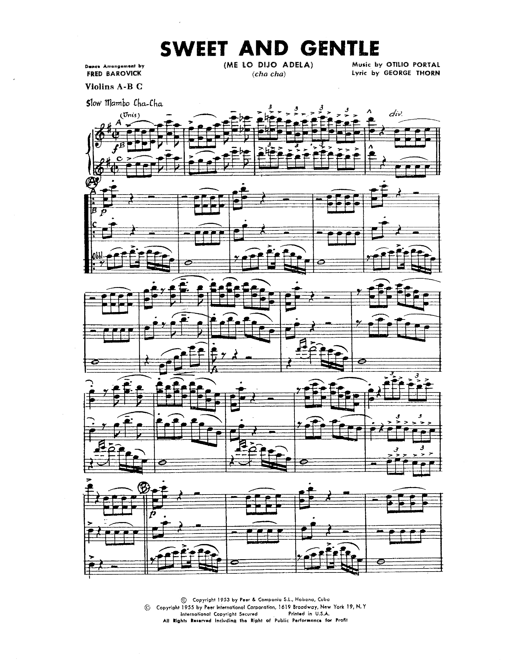 Sweet And Gentle (F.Barovick) Cha Cha