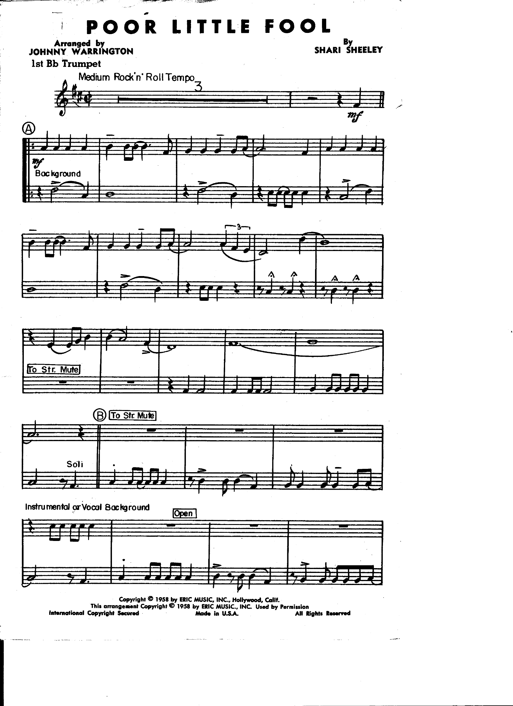 Poor Little Fool (J.Warrington)