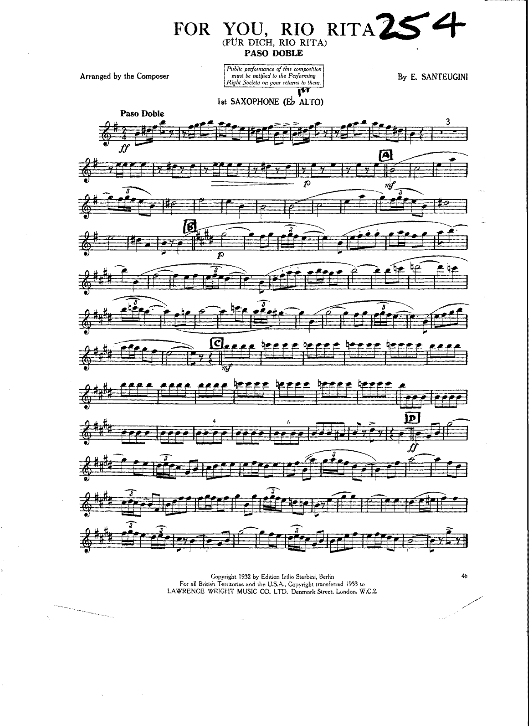 For You, Rio Rita (E.Santeugini) Pasodoble