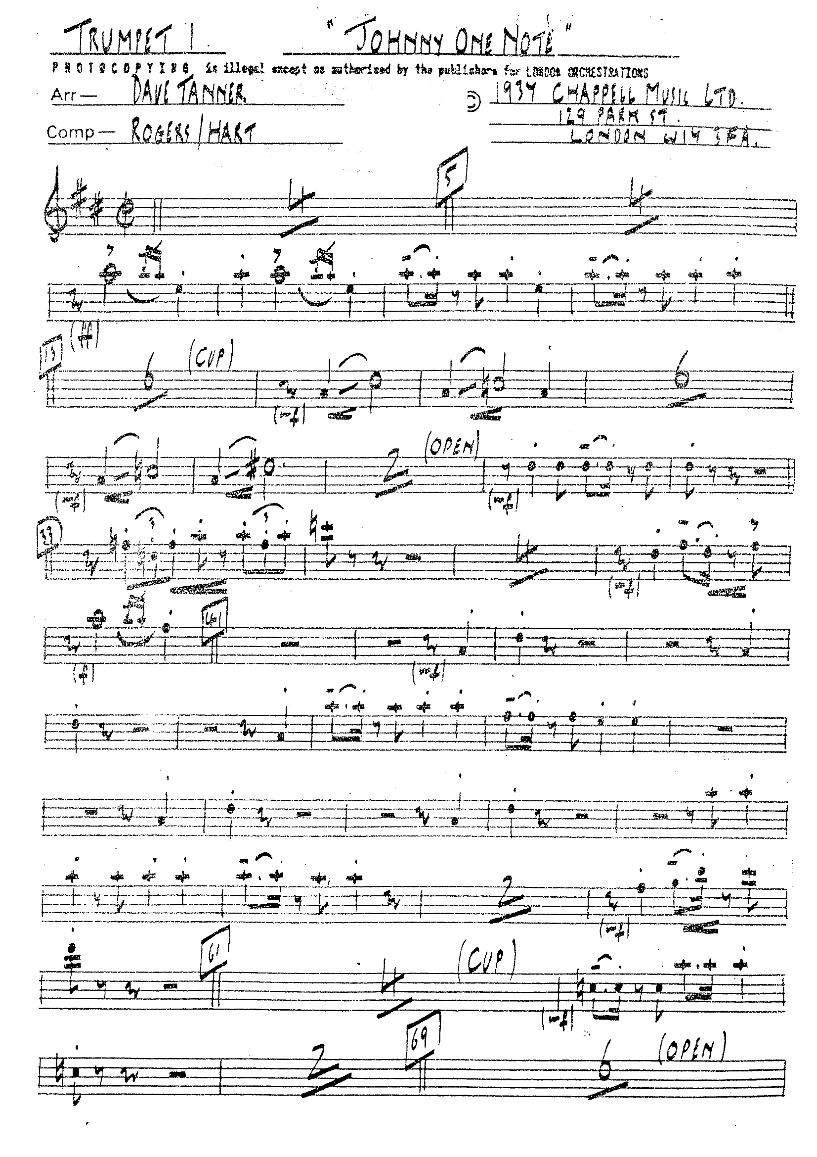 Johnny One Note (D.Tanner)