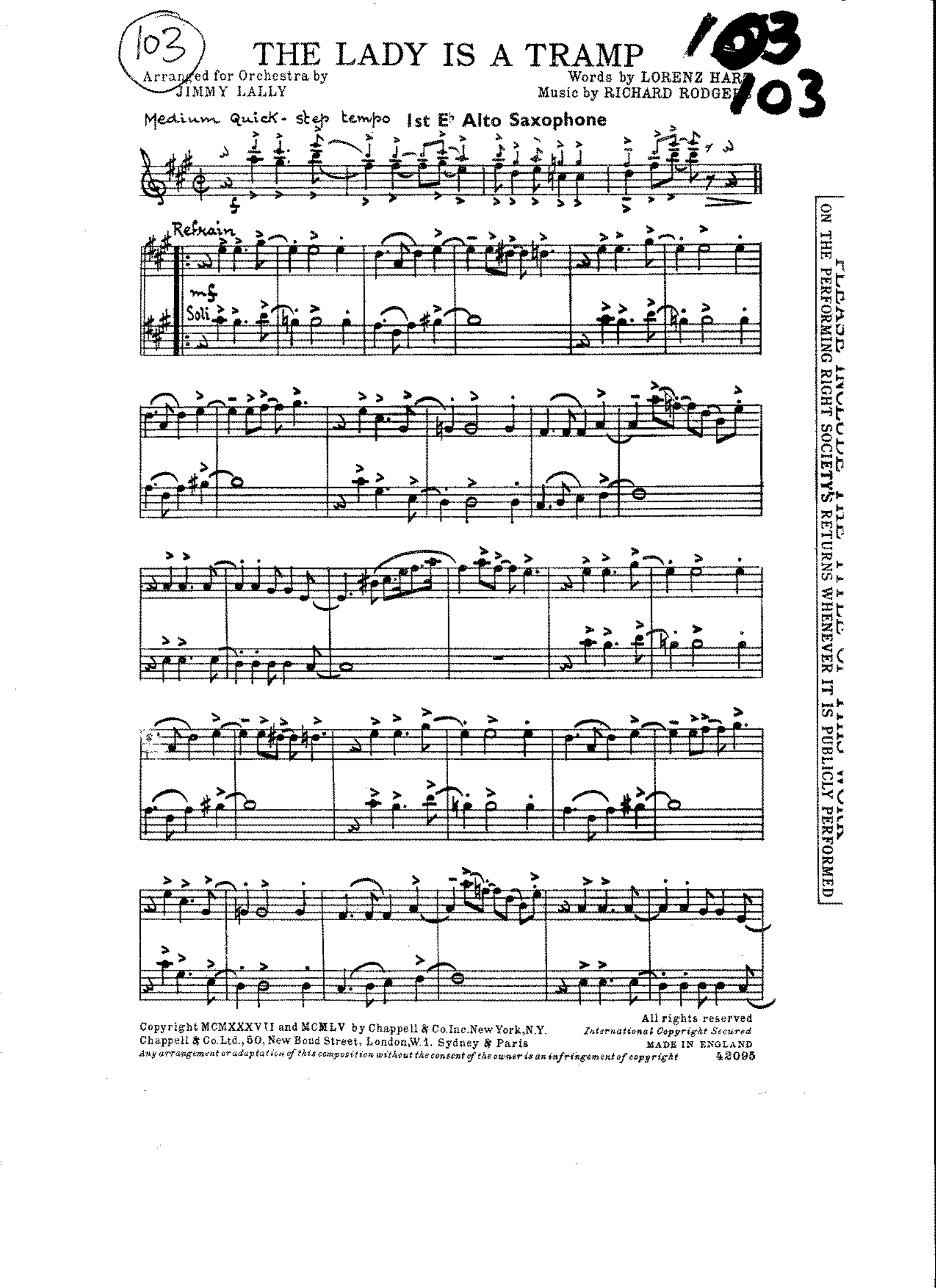 The Lady Is A Tramp (J.Lally)