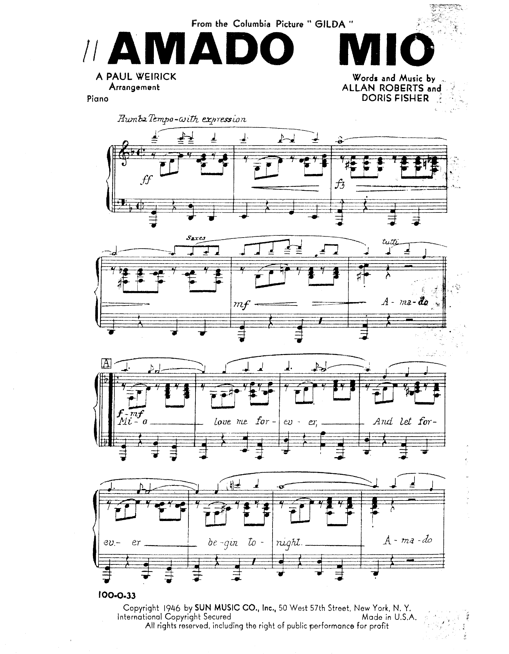 Amado Mio (P.Weirick)