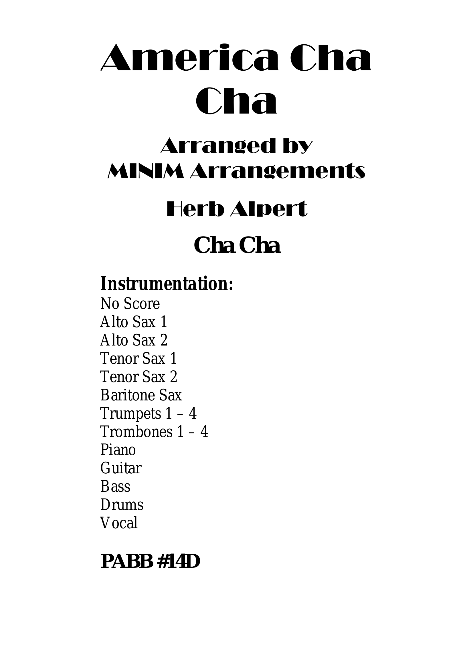 America Cha Cha - Herb Alpert-Handwritten