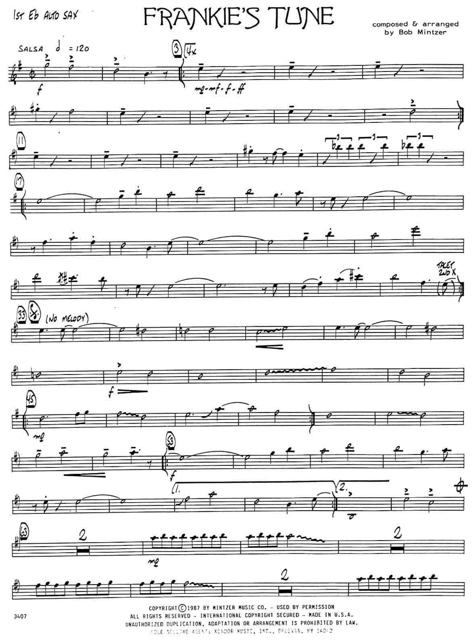 Frankie's Tune (B.Mintzer) salsa